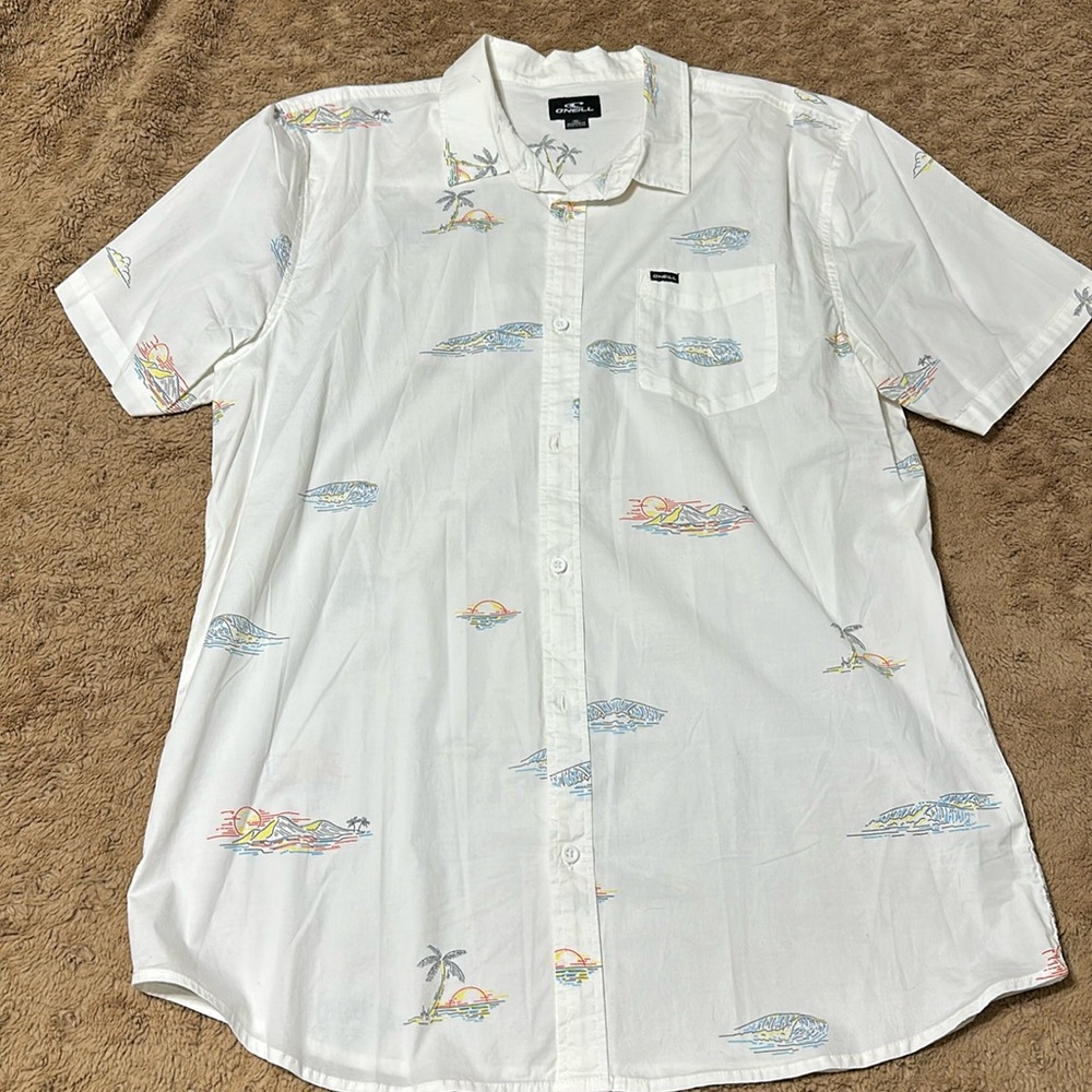 O'Neill Casual Button Down Shirt - White with Multicolor Accents